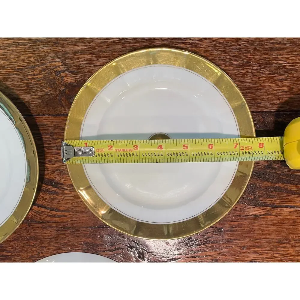 Old Paris White and Gold Porcelain Dessert Plates, Salad Plates, Set of 5